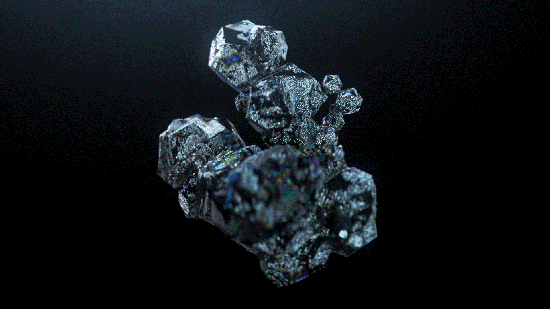 Abstract illustrated crystals that move.